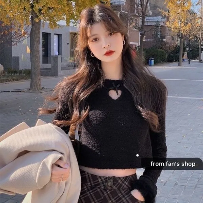 

2023 New Korean Fashion Elegant Tops White Pullover Y2k Female Casual Sweet Fairy Knit Sweater Women Long Sleeve Hairy Sweaters