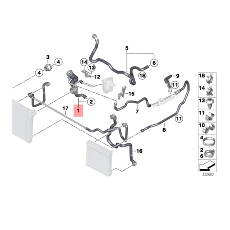 17127580955 Верхний боковой шланг радиатора для BMW 740I F01 740Li F02 2011-2012 L6 3.0L