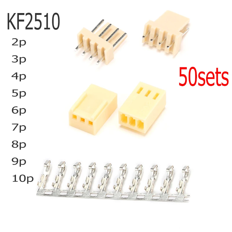 

Прямые иглы KF2510, 2,54 мм, 2P/3P/4P/5P/6P/7P/8P/9P, корпус, заголовок, клеммный контактный разъем, 50 комплектов