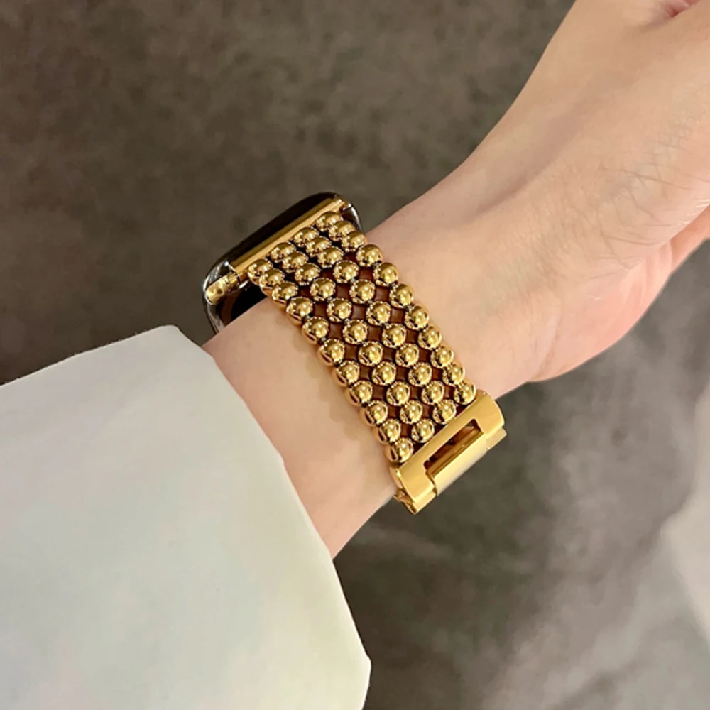 Luxury Stainless Steel Strap For Apple Watch 49mm Ultra Steel Ball Bracelet 41mm 45mm for iwatch Series 8 7 6 5 4 3 SE 40mm 44mm