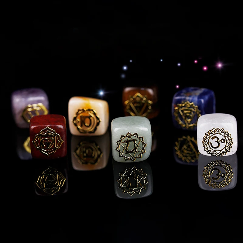 

Natural Amethyst Quartz Stone Crystal Seven Symbols Office Study Desktop Accessories Tiger Eye Lapis Small Ornaments Gifts