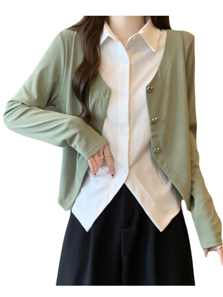 Женская одежда больших размеров Chubby Girl осенне-зимняя рубашка из двух предметов с