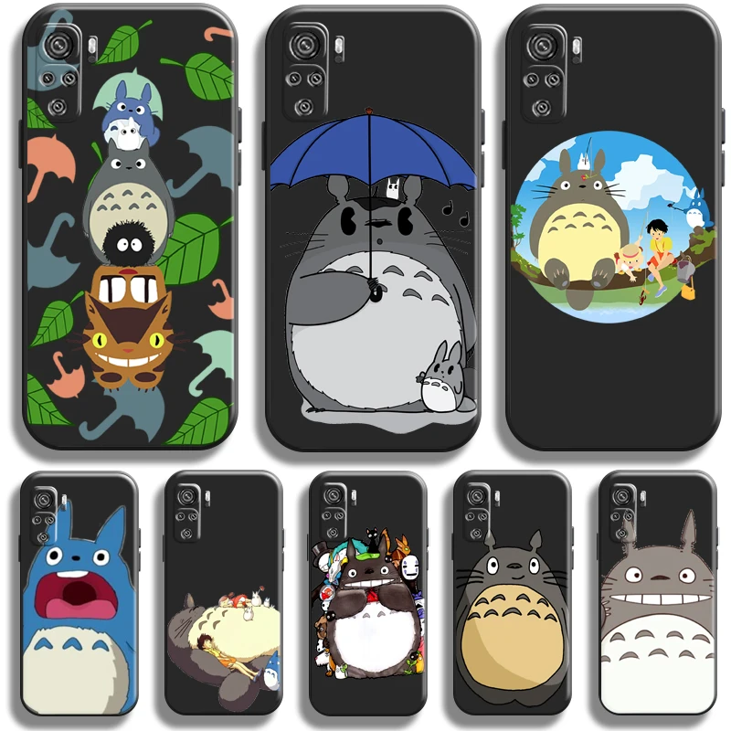 

Anime Cute Cartoon Totoro For Xiaomi Redmi Note 11 11T 11S 10 10T 10S Pro 5G Phone Case Liquid Silicon Silicone Cover Black