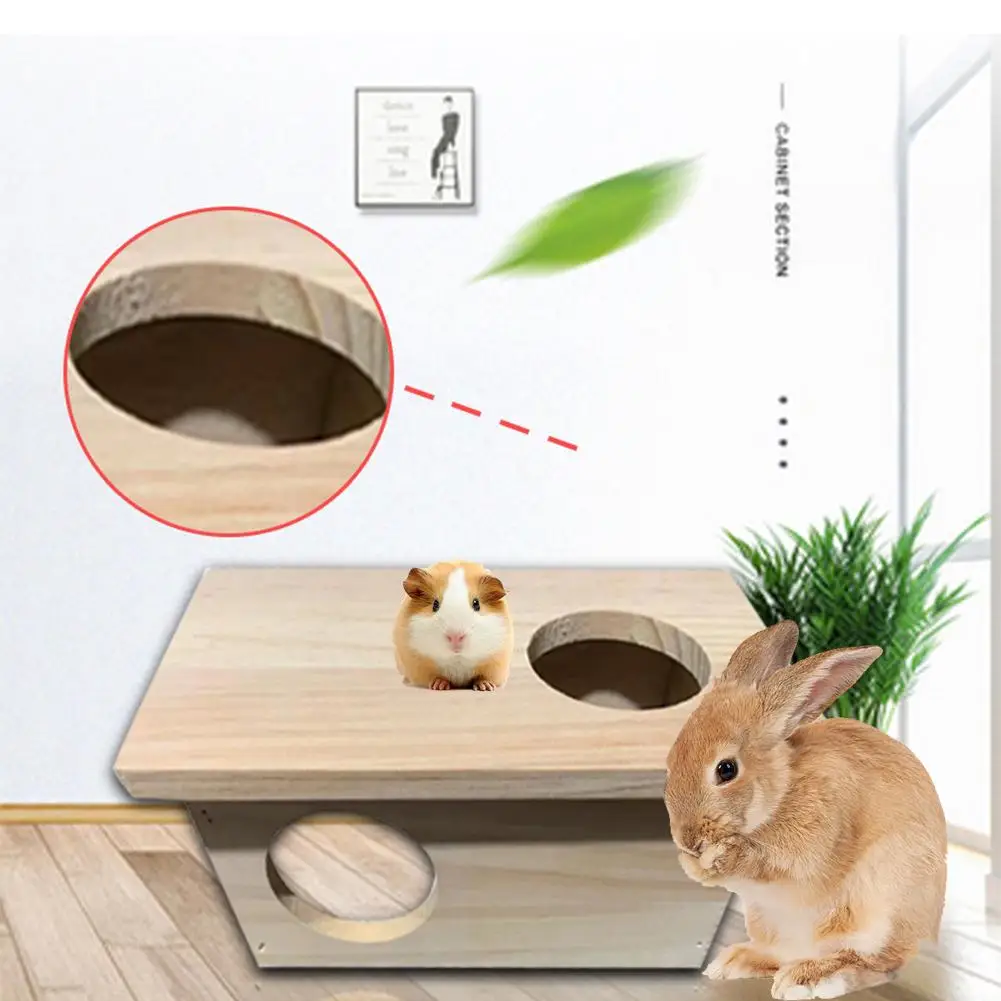 Maison en bois pour petits animaux  labyrinthe  tunnel  Hamster à plusieurs chambres  jouets