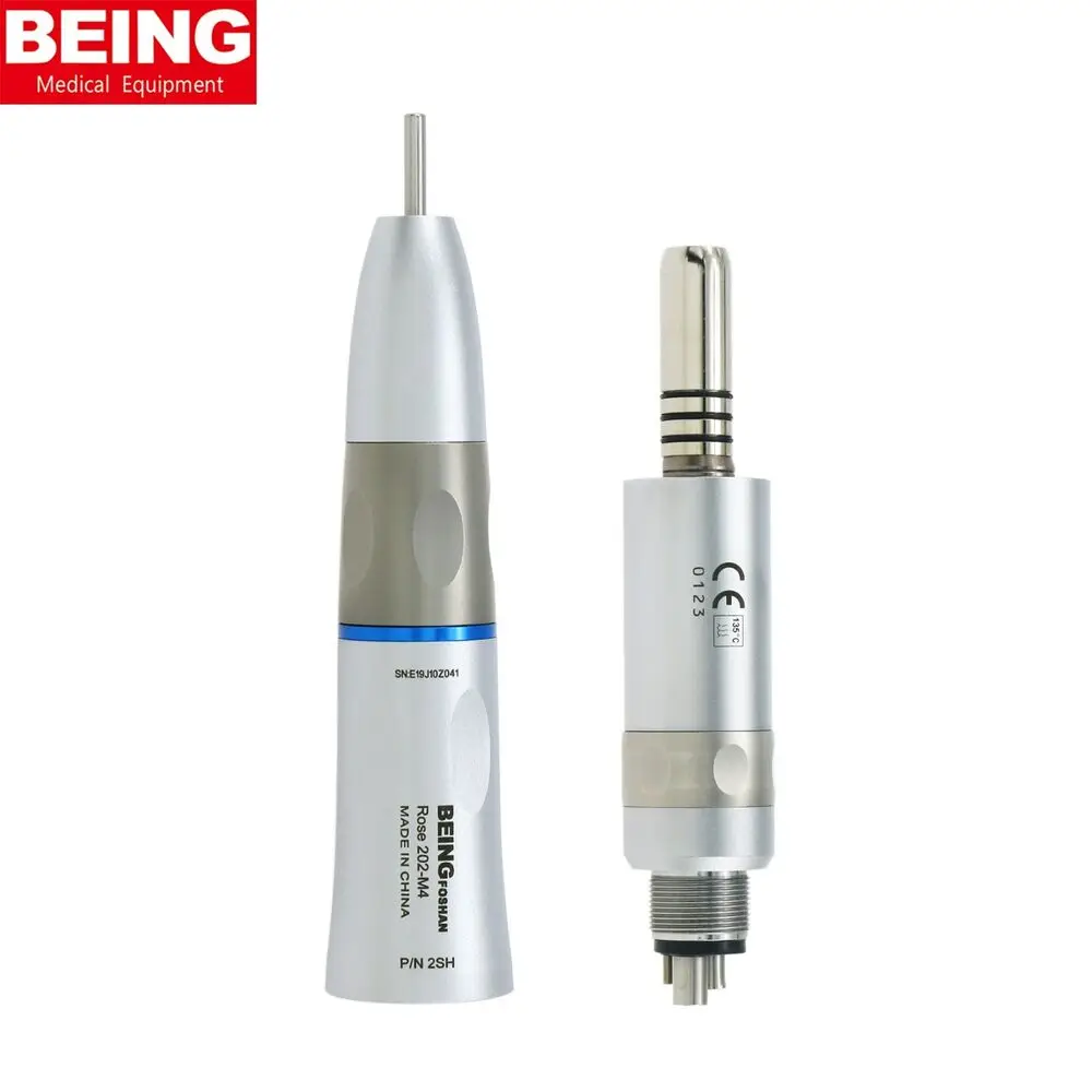 BEING Straight Nose Cone Handpiece Dental Low Speed Handpiece 4Hole Air Motor Inner Water fit KaVo NSK