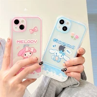 hello kitty my melody cinnamoroll phone case for iphone 11 12 13 pro max x xs xr with holder kickstand transparent cover