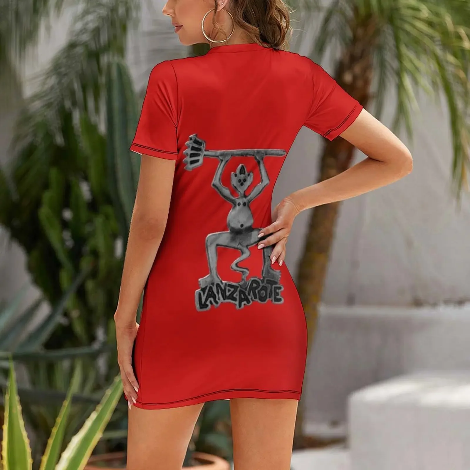 Фото Lanzarote Devil - Красное платье с короткими рукавами, повседневные платья, вечерние платья, женская одежда, элегантные платья для женщин №2