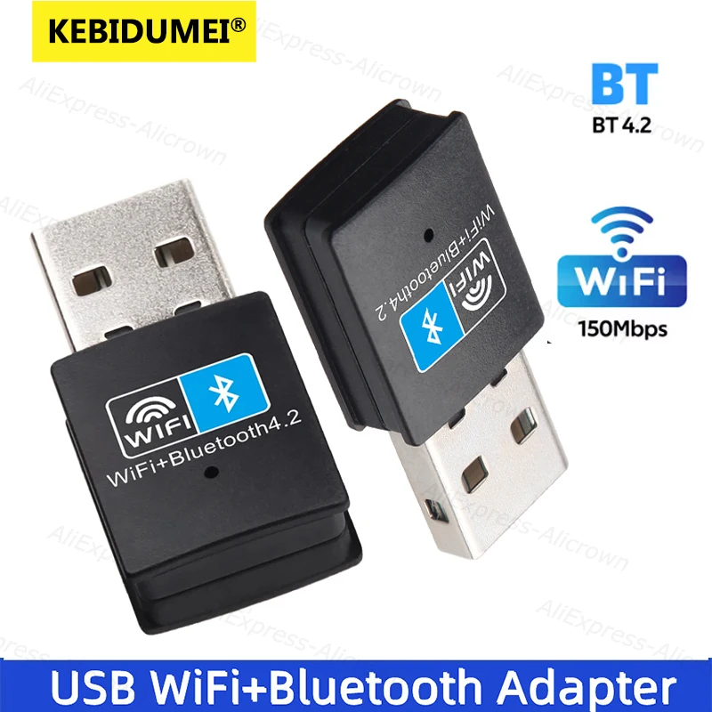 Фото Беспроводной адаптер KEBIDUMEI WiFi Bluetooth, 150 Мбит/с, мини-USB-приемник, 2,4G, Bluetooth 4,2, сетевая карта для настольных ПК, ноутбуков, ПК №1