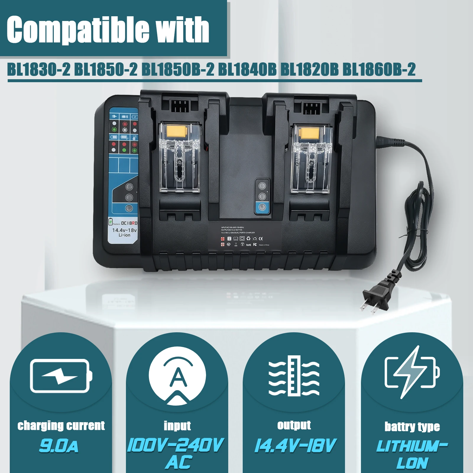 For Makita 14.4V 18V Battery Charger BL1830 BL1430 DC18RC DC18RA DC18RD 3A charger LXT 400 BL1815 BL1860 BL1430 BL1450