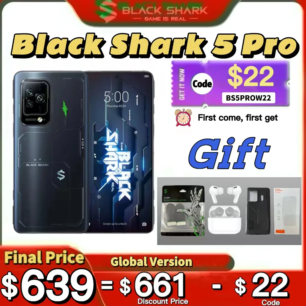 Black Shark 5 Pro Gaming Phone Global Version Smartphone Snapdragon 8 Gen 1 Celular 120W Super Charge 108M Camera NFC Octa Core