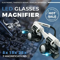 led glasses magnifier 8x 15x 23x magnifying glasses with light for close work jeweler loupe watchmaker headband magnifying glass