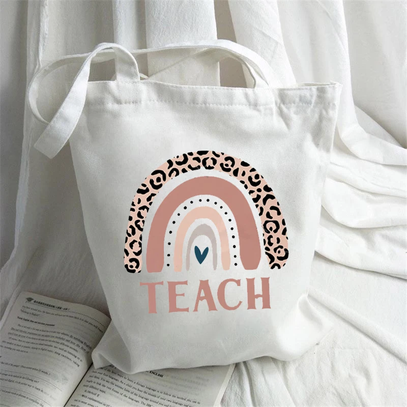 

Женская холщовая сумка-шоппер в стиле Харадзюку, женская сумка-тоут с радужным принтом, женская сумка-шоппер, милая сумка