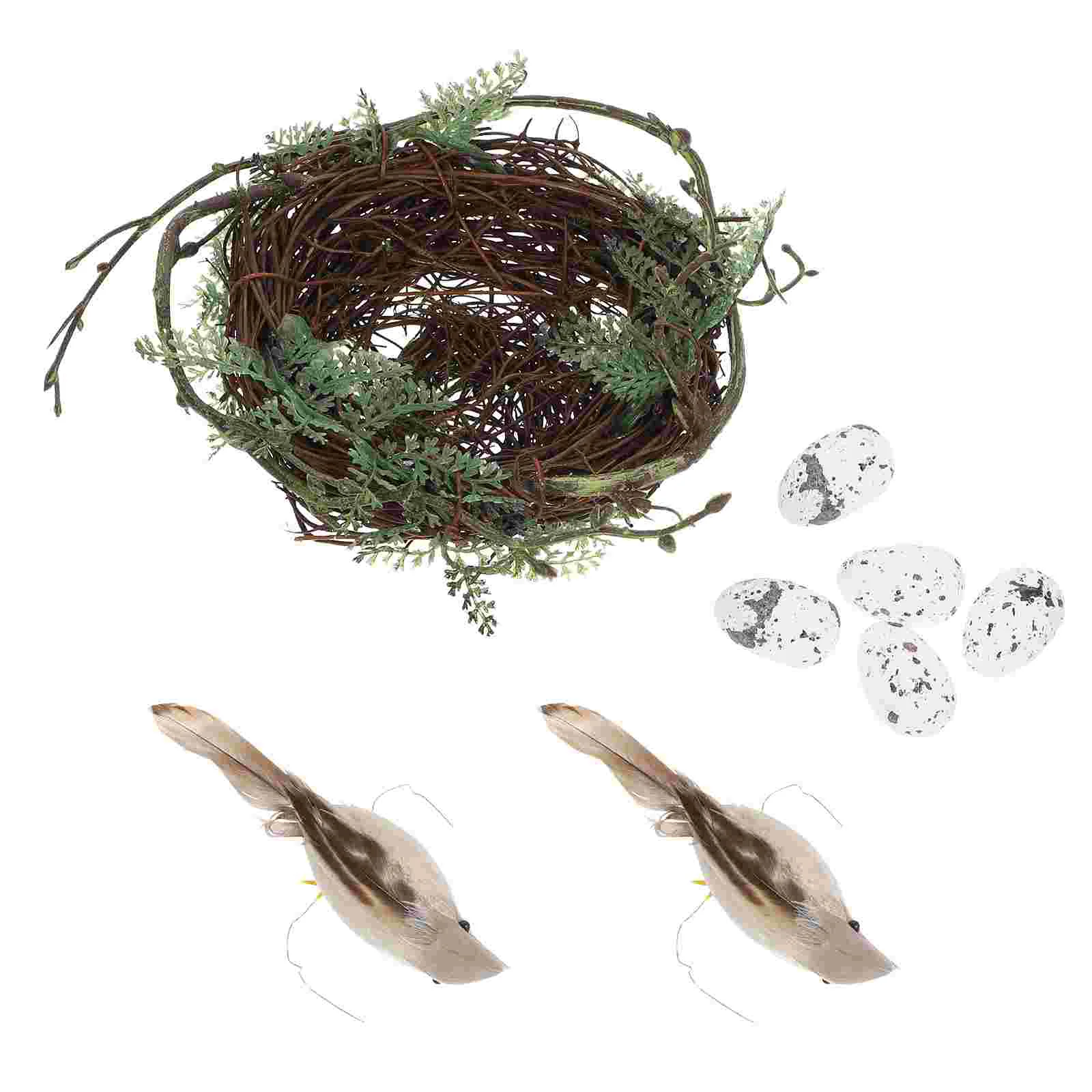 

Bird Artificial Easter House Decor Decorative Birds Handmade Cage Natural Birdhouses Eggs Decorations Rattan Egg Ornaments