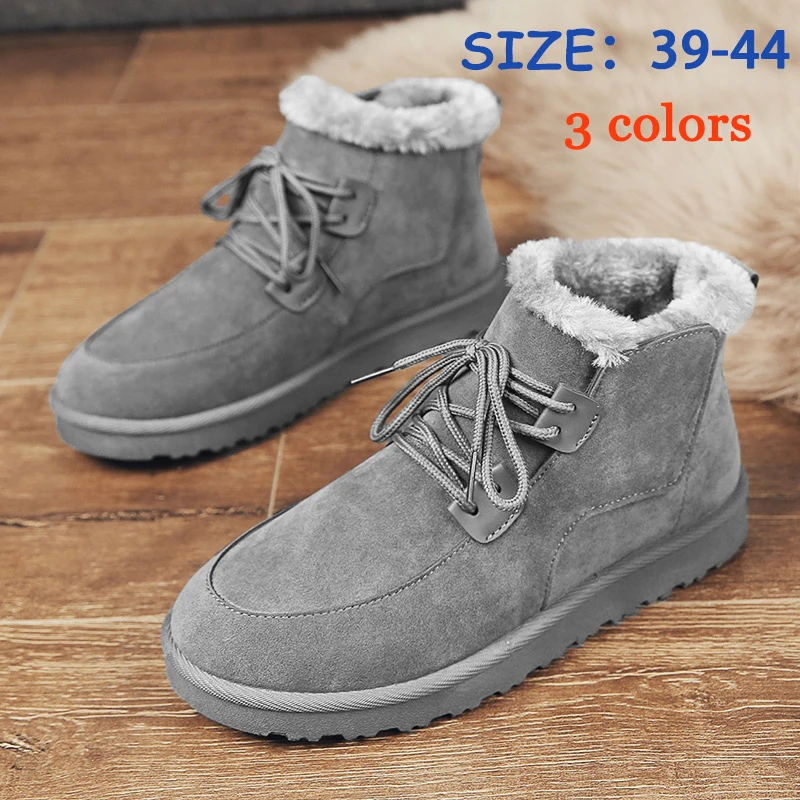 

Winter Snow Boots Men's Plush Cotton Warm Cotton Shoes High Top British Martin Shoes Wear Resistant Front Lace Up Bread Shoes
