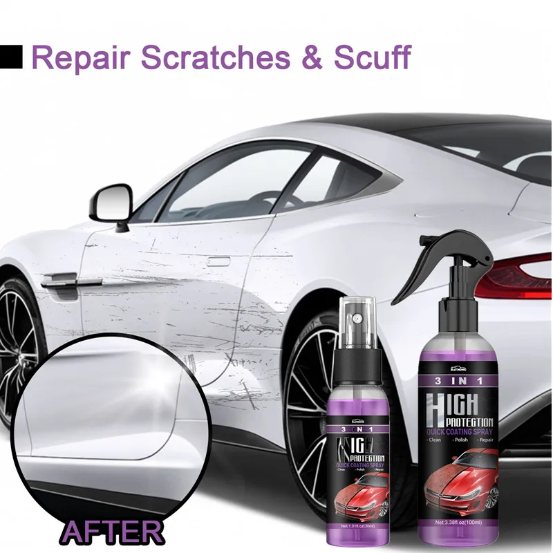 

New 3 In1 Function High Protection Fast Car Paint Spray Automatic Hand Paint Color Change Cleaning Coating Spray 30ml And 100ml