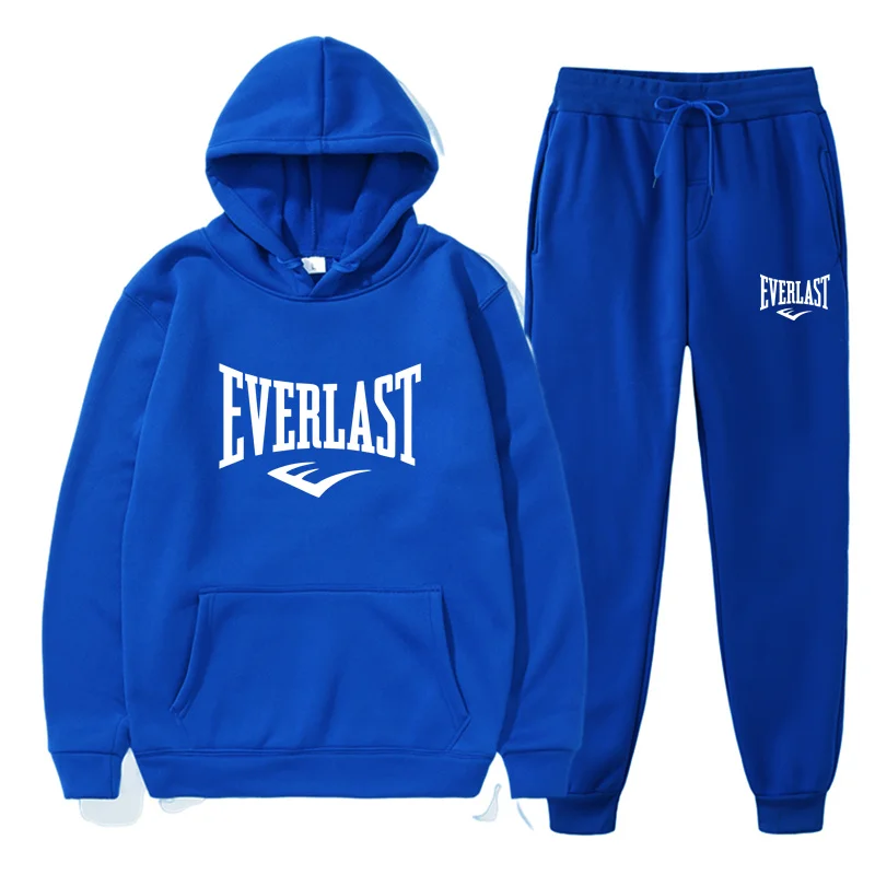 Модный мужской спортивный костюм EVERLAST с капюшоном одежда для фитнеса и спортзала