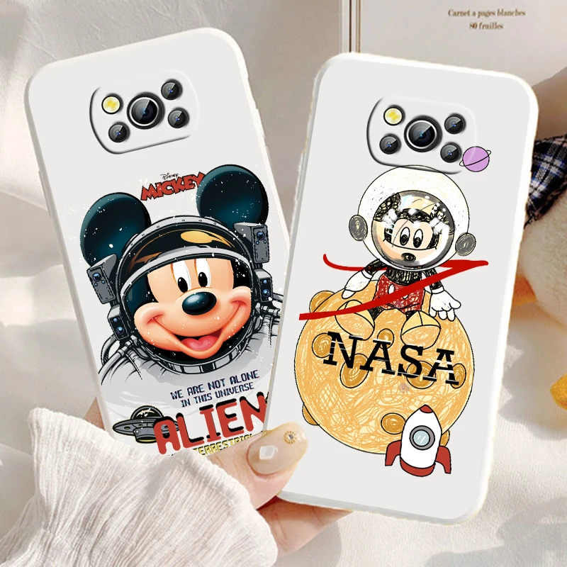 

Disney mickey mouse astronaut For Xiaomi Mi Poco X4 X3 C40 C31 C3 M4 M3 F4 F3 GT Pro NFC Soft Liquid Rope Cover Phone Case