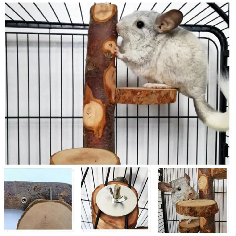 

Eco-friendly Bird Perch Stand Natural Wood Small Animal Platform Stand Multi-use Bird Toy Hamster Stand Pet Supplies