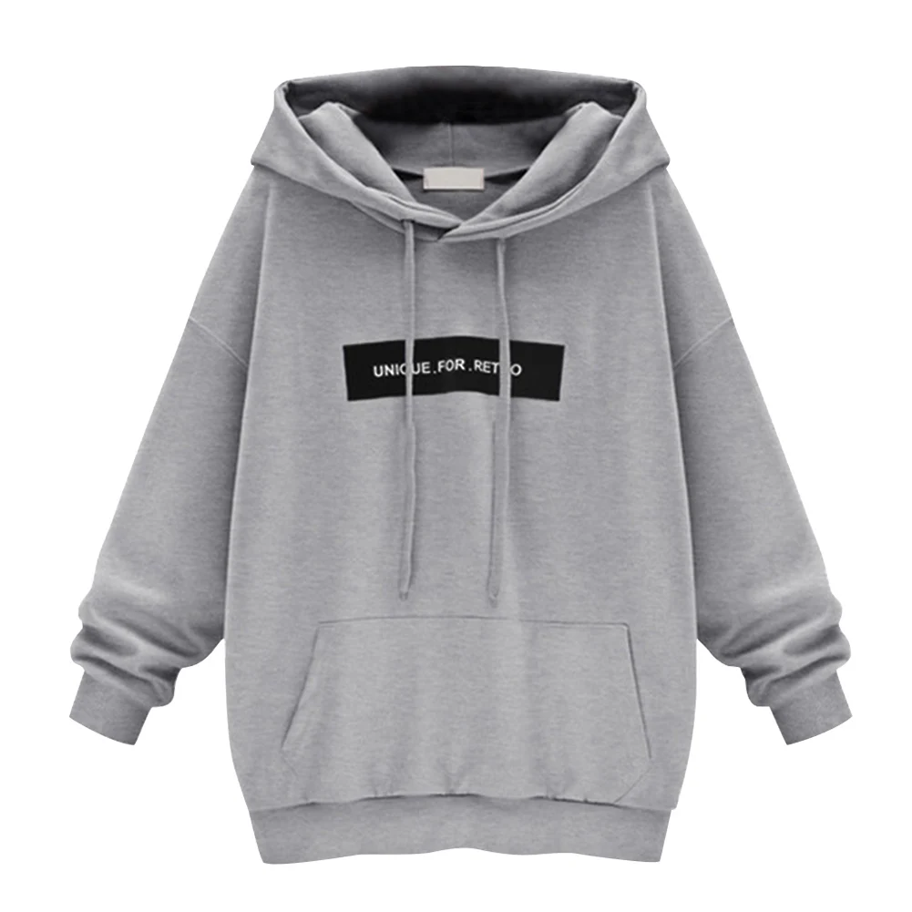 

Fashion New Arrival Women Sweatshirts Leisure Printing Hooded Drawstring Loose Female Autumn Winter Comfortable Pullovers Tops