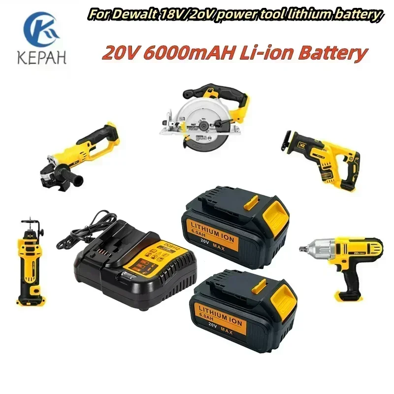 Литиевая батарея 20 в 6 Ач 18650 для электроинструментов DeWalt DCB184 DCB200
