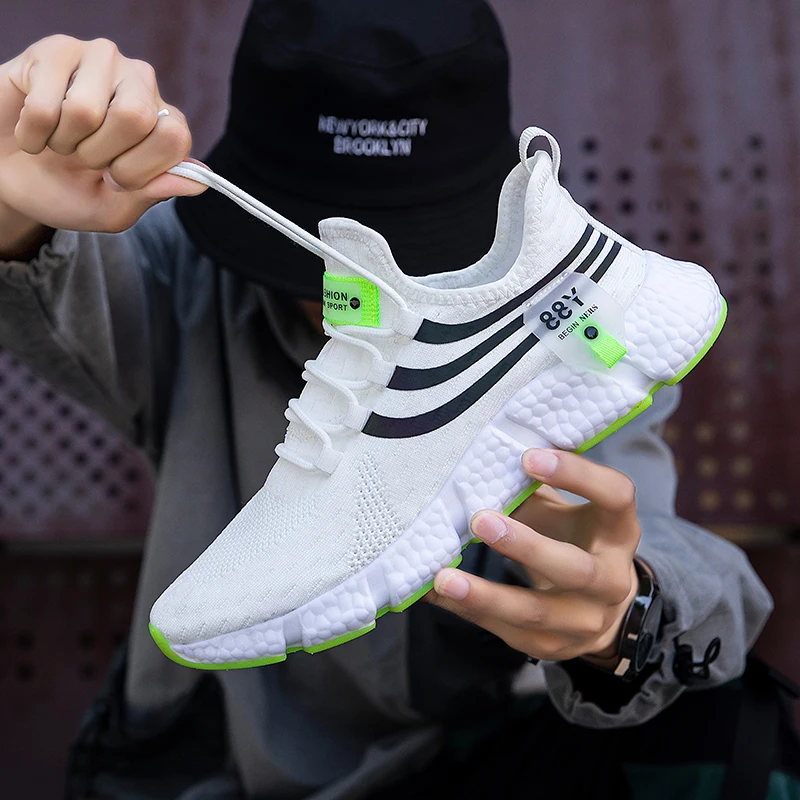 2023 new men's running shoes light sneakers summer breathable mesh elastic outdoor sports fashion casual shoes jogging shoes