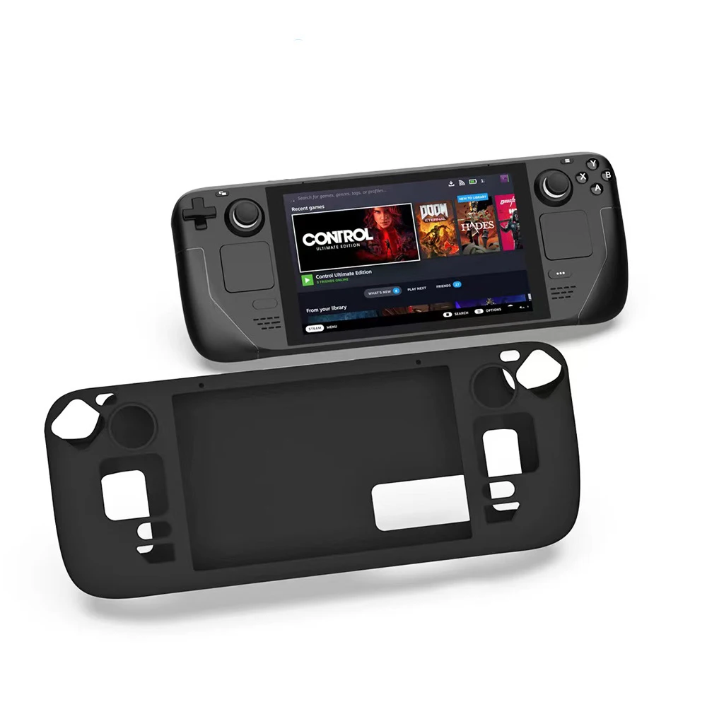 

New Protective Cover Shell For Steam Deck Accessories Non-Slip Shockproof Silicone Cover Game Console Parts Black