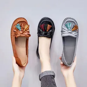 Top-layer cowhide casual spring and autumn new genuine leather beef tendon bottom soft sole soft surface non-slip flat shoes