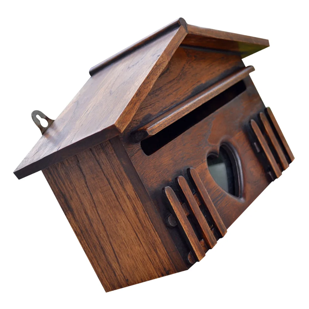

White Decor Wooden Mailbox Outdoor Waterproof Suggestion Box Letter Envelopes Post Box for Home School Office Company