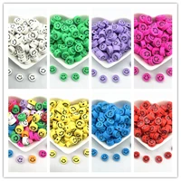 30pcslot 10mm multicolour smiling face beads polymer clay spacer loose beads for jewelry making diy bracelet accessories