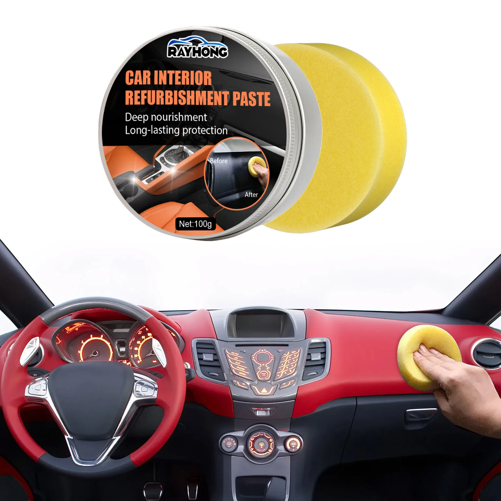 

Leather Maintain Cream Car Interior Refurbishment Paste Interior Cleaner With Sponge For Removing Dirt Oil Stains From Leather