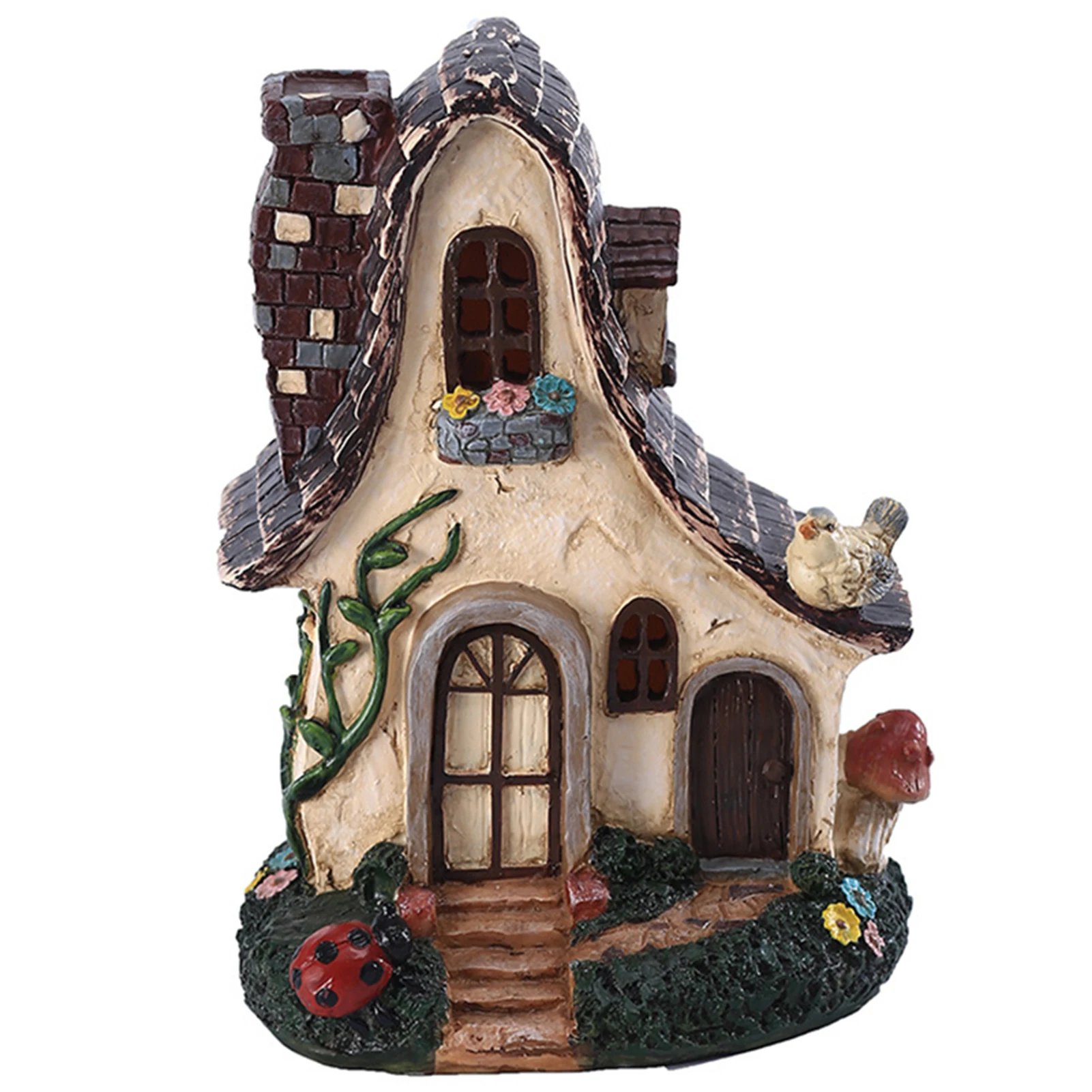 

Newly Fairy Garden Ornament Small Dwarf Elf House Resin Statue Home Decor 20cm Desk Accessories Decoración Hogar