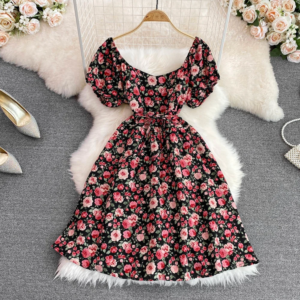 

Женское винтажное платье с цветочным принтом, черное платье в африканском стиле для офиса и отдыха, одежда для лета