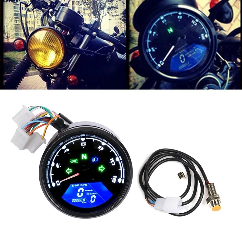 

Motorcycle Instrument LCD Instrument Odometer Tachometer Speedometer Digital LCD Oil Gauge With Induction Sensor