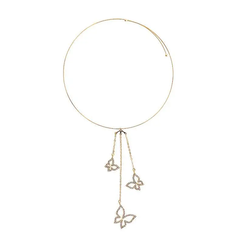 

Boho Korean Japanese Gold Color Zircon Butterfly Pendant Light Luxury Collar Necklace for Women's Jewelry Gift Wedding Party