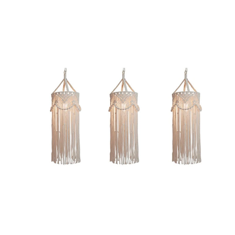 

3X Chandelier Boho Decor Hand-Woven Charm Macrame Wall Hanging Creative Home Bunk Home Decoration Lamp Shade Mandala