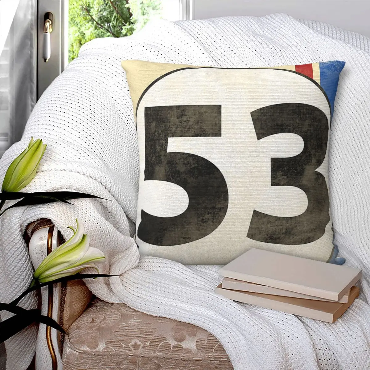 Квадратная наволочка Herbie Number 53 из полиэстера декоративная удобная подушка на