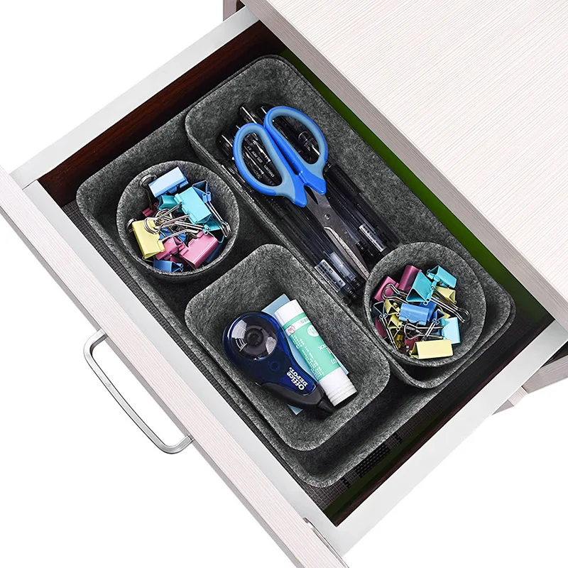

8pcs/set Felt Storage Box Multi Grid Desktop Durable Storage Case Home Snacks Sundries Storage Organizer Cosmetic Storage Boxes
