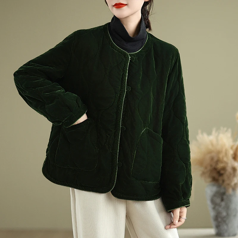 Сплошной цвет осень-зима новая повседневная хлопковая куртка в стиле ретро