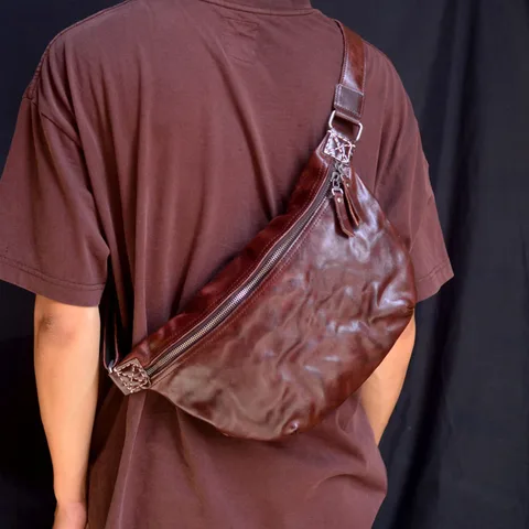 Мужская нагрудная сумка AETOO, саквояж большой вместимости из воловьей кожи растительного дубления, индивидуальный модный брендовый чемоданчик на плечо