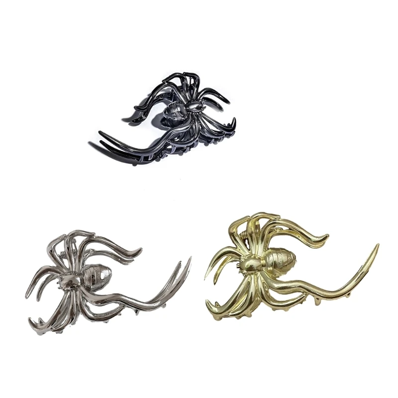 

MXMB Punk Spiders Hair Clips Hair Jaw Clips Silver Spiderling Halloween Gothic Hair Styling Araneid Catch Barrettes