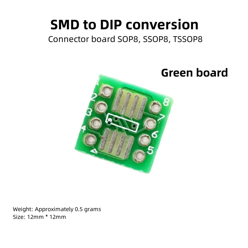 Фото Зеленая плата адаптера для SOP8/SSOP8/TSSOP8 SMD в DIP-переходная плата SMD в сквозное отверстие №1