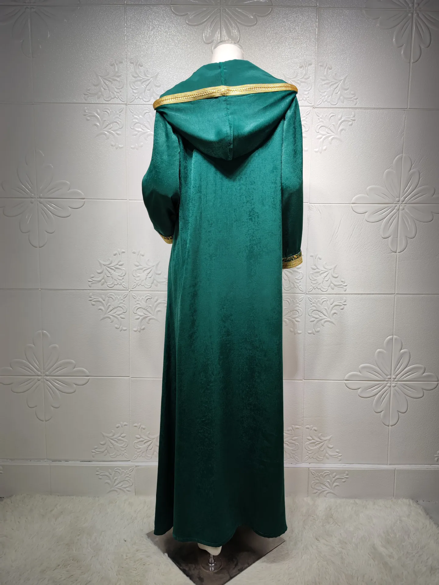 Dubai Arabic Muslim Abaya Dress for Women Fall 2023 Champagne Moroccan Kaftan Hooded Robe Turkish Islamic Jalabiya