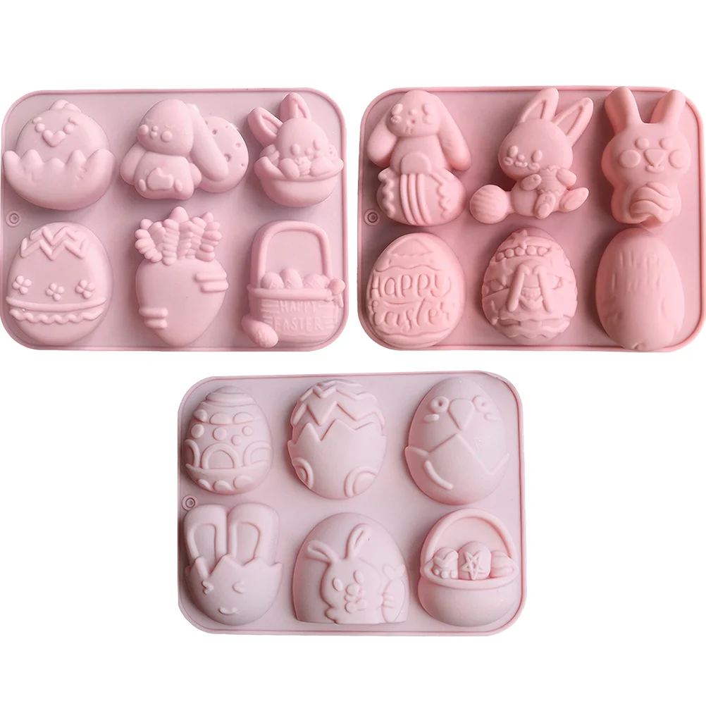 

3 Pcs Easter Cake Mold Chocolate Bunny Rabbit Mold Silicone Baking Mold Bunny Craft Silica Gel Molds Chocolate