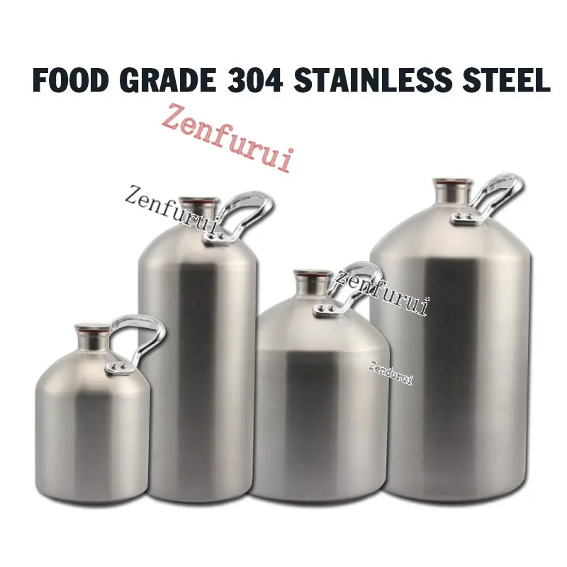 

304 Stainless Steel White Liquor Jug Brewed Home-Brewed Beer Two-Hair Wine Barrel Wine Bottle Household Camping Outdoor Long