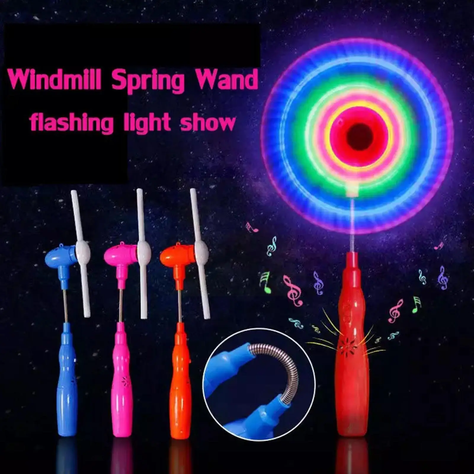 

Led Glowing Windmill Toy Flashing Light Up LED Spinning Music Windmill Strip Shape Child Toy Gift Random Color Toys For Chi I6G4