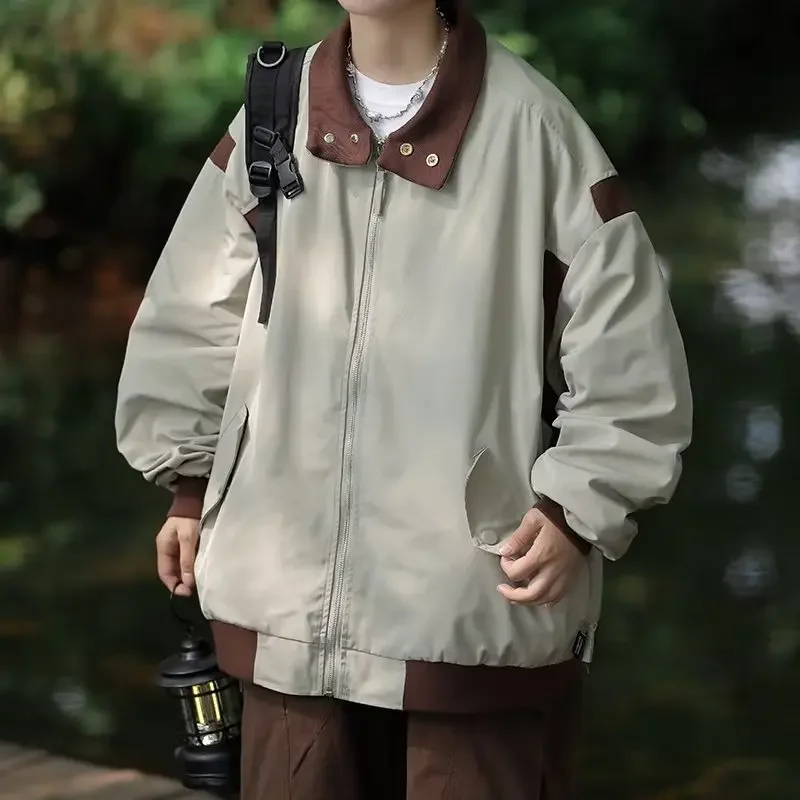 Весенне-осенняя винтажная куртка с лацканами мужская модная брендовая одежда