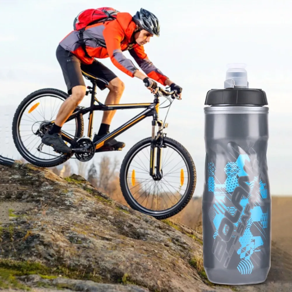 Выжимаемая велосипедная бутылка для воды 610 мл PP5 двухслойная с защитой от льда