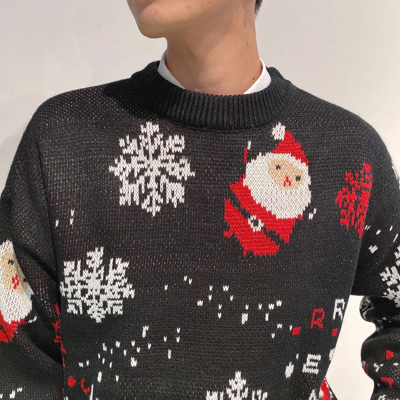 Рождественские свитера для пар мужчин и женщин осенне-зимний утепленный