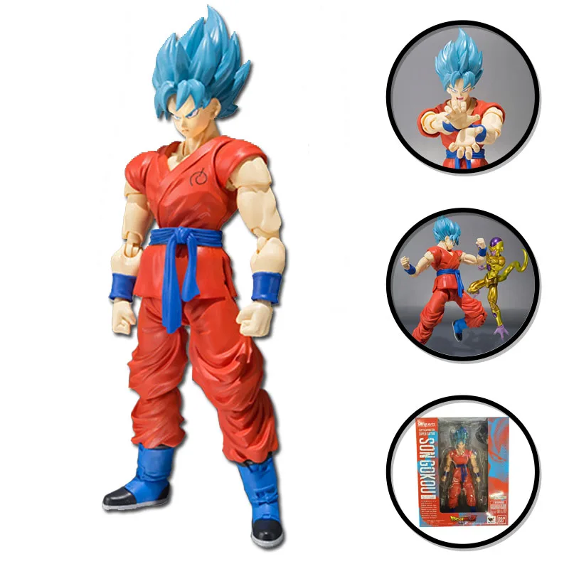 

18CM Anime Son Goku Figure Blue Action Figuine Anime Model Toy Replacement Accessories Doll Gift Packaging PVC Material Model