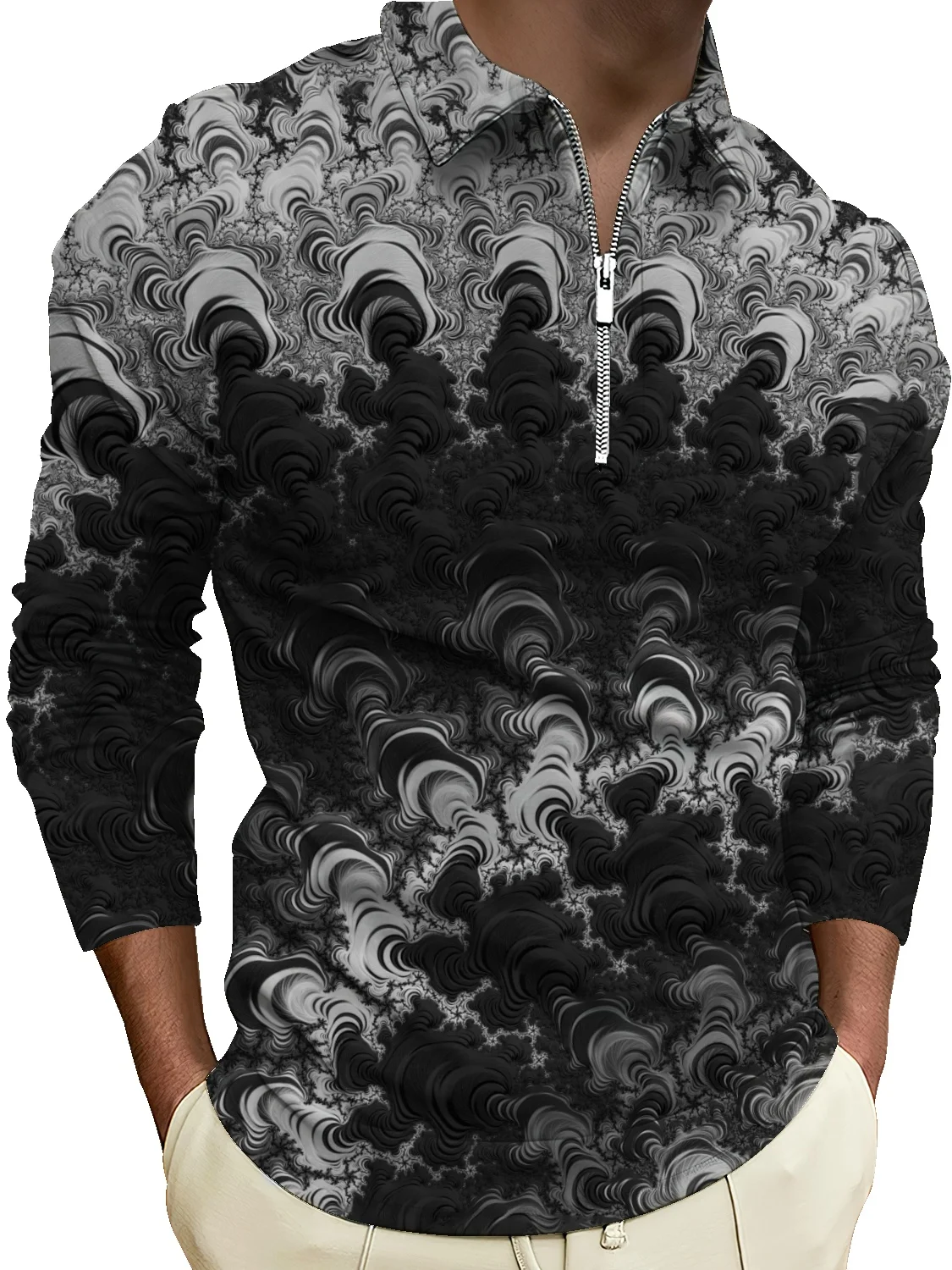 

Мужская рубашка-поло с длинным рукавом, свитер с воротником с лацканами